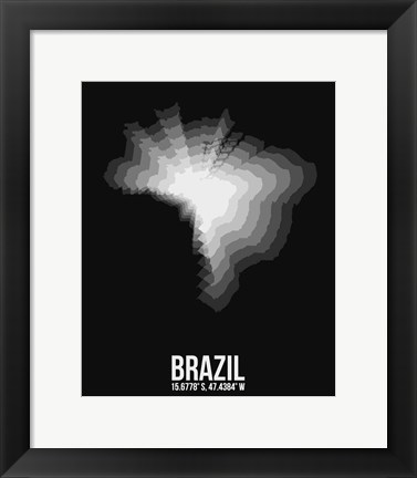 Framed Brazil Radiant Map 4 Print