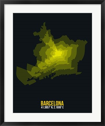 Framed Barcelona Radiant Map 1 Print