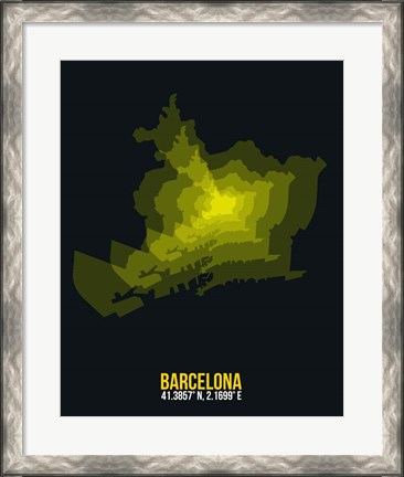 Framed Barcelona Radiant Map 1 Print