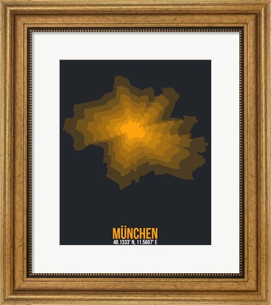 Framed Munchen Radiant Map 3 Print