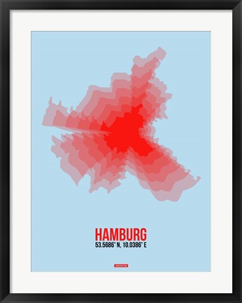 Framed Hamburg Radiant Map 1 Print