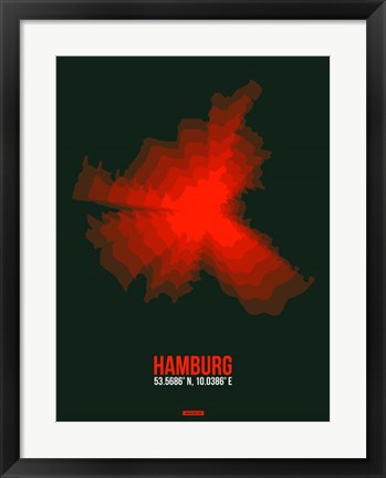 Framed Hamburg Radiant Map 4 Print