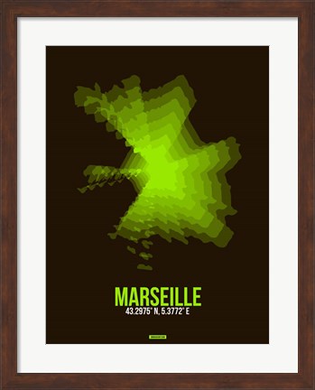 Framed Marseille Radiant Map 1 Print