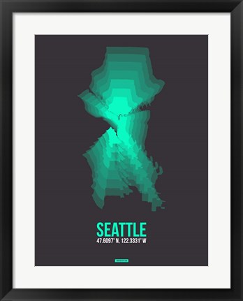 Framed Seattle Radiant Map 1 Print