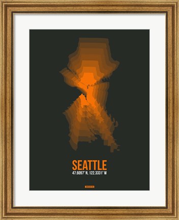 Framed Seattle Radiant Map 3 Print