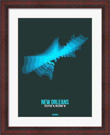 Framed New Orleans Radiant Map 2 Print