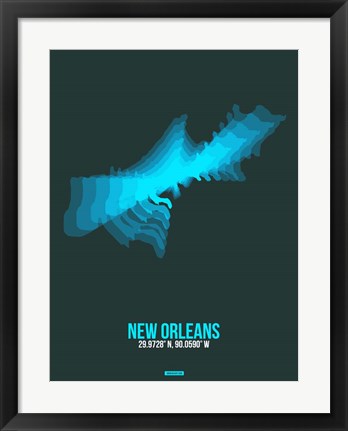 Framed New Orleans Radiant Map 2 Print