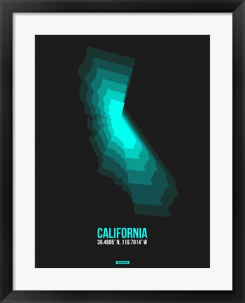 Framed California Radiant Map 3 Print