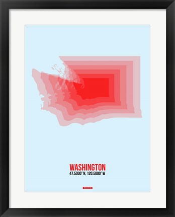 Framed Washington Radiant Map 2 Print