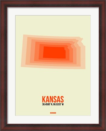 Framed Kansas Radiant Map 1 Print