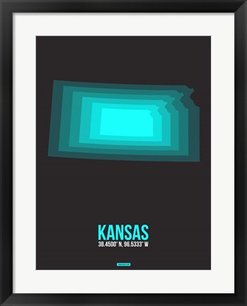 Framed Kansas Radiant Map 5 Print