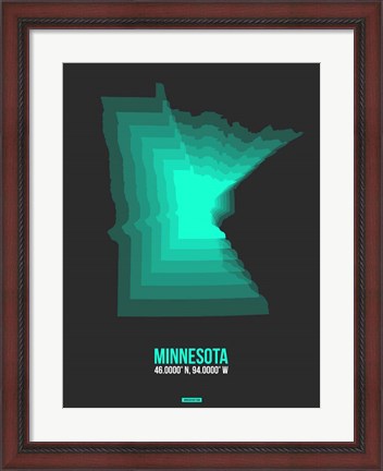 Framed Minnesota Radiant Map 4 Print