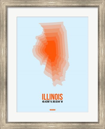 Framed Illinois Radiant Map 2 Print