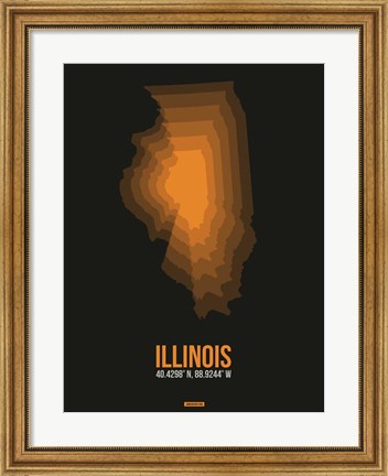 Framed Illinois Radiant Map 5 Print