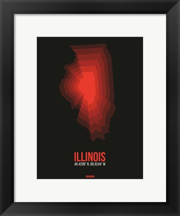 Framed Illinois Radiant Map 6 Print