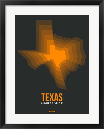 Framed Texas Radiant Map 5 Print