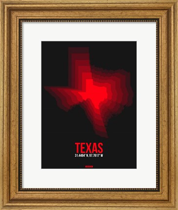 Framed Texas Radiant Map 7 Print