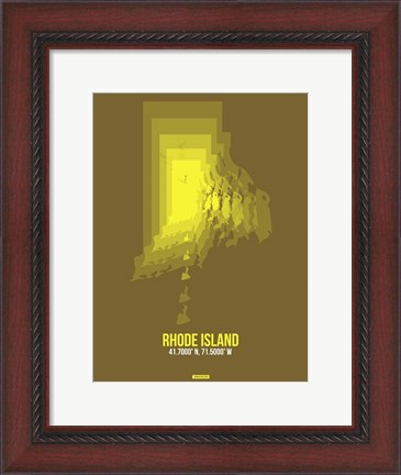Framed Rhode Island Radiant Map 1 Print
