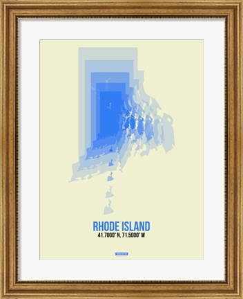 Framed Rhode Island Radiant Map 2 Print
