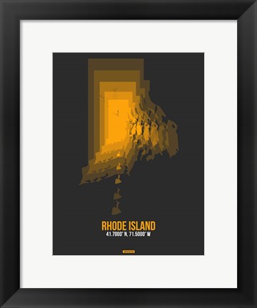Framed Rhode Island Radiant Map 4 Print