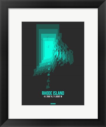Framed Rhode Island Radiant Map 5 Print