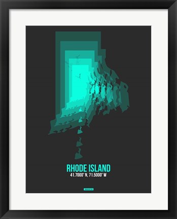 Framed Rhode Island Radiant Map 5 Print