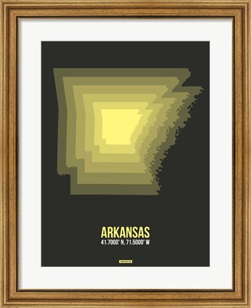 Framed Arkansas Radiant Map 5 Print