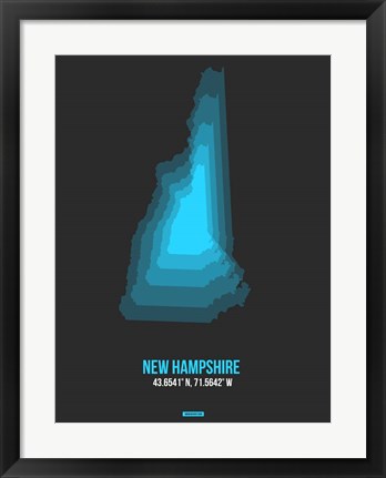 Framed New Hampshire Radiant Map 4 Print
