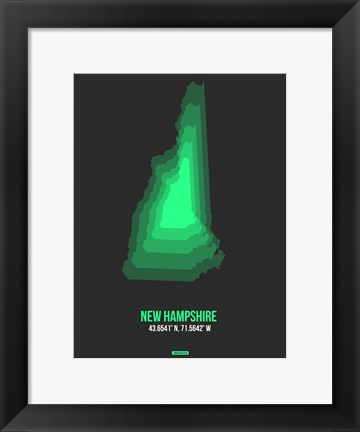Framed New Hampshire Radiant Map 6 Print