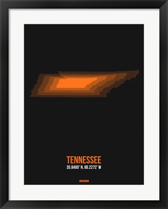 Framed Tennessee Radiant Map 5 Print