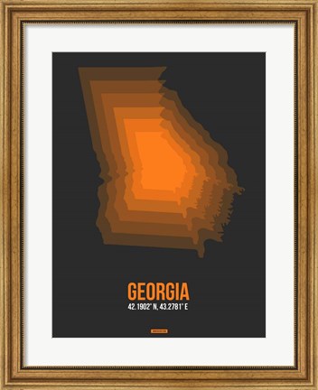 Framed Georgia Radiant Map 5 Print