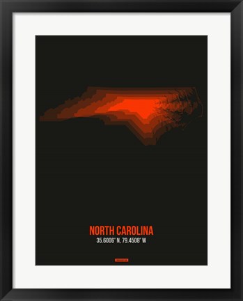 Framed North Carolina Radiant Map 6 Print