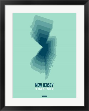 Framed New Jersey Radiant Map 2 Print