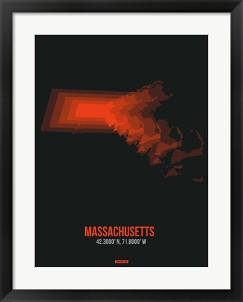 Framed Massachusetts Radiant Map 5 Print