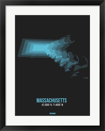 Framed Massachusetts Radiant Map 6 Print