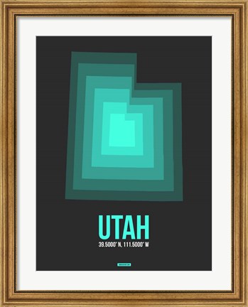 Framed Utah Radiant Map 5 Print