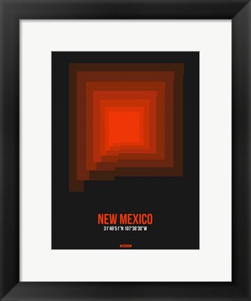 Framed New Mexico Radiant Map 6 Print