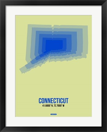Framed Connecticut Radiant Map 1 Print