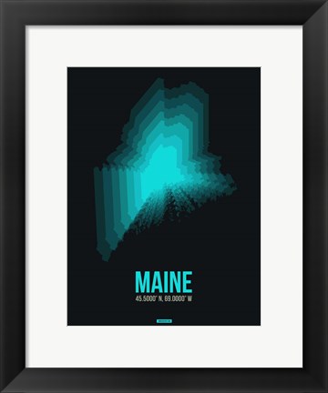 Framed Maine Radiant Map 6 Print