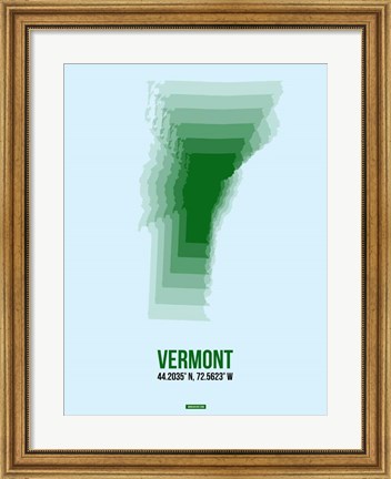 Framed Vermont Radiant Map 2 Print