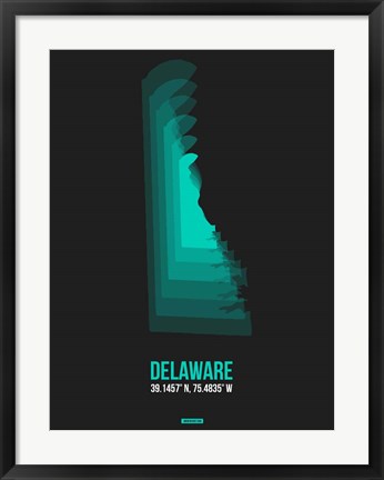 Framed Delaware Radiant Map 5 Print