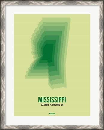 Framed Mississippi Radiant Map 3 Print