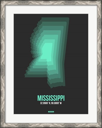 Framed Mississippi Radiant Map 4 Print