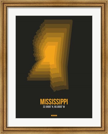 Framed Mississippi Radiant Map 5 Print