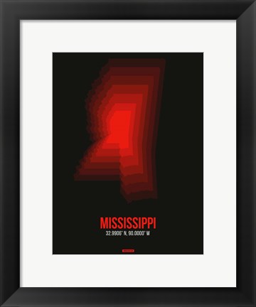 Framed Mississippi Radiant Map 6 Print