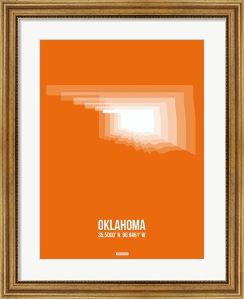 Framed Oklahoma Radiant Map 3 Print