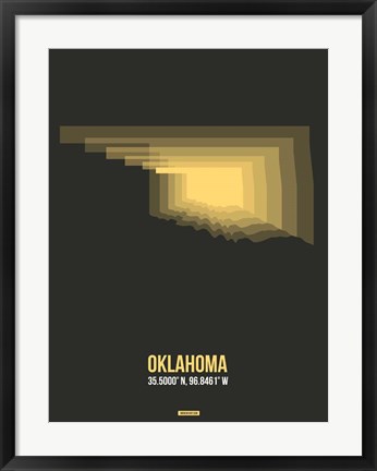 Framed Oklahoma Radiant Map 4 Print