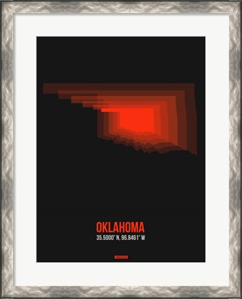 Framed Oklahoma Radiant Map 5 Print