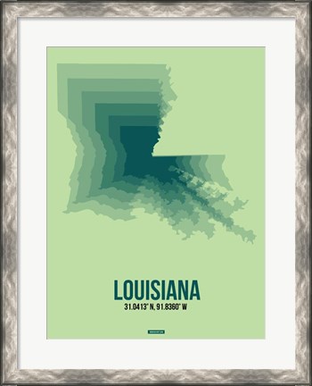 Framed Louisiana Radiant Map 2 Print