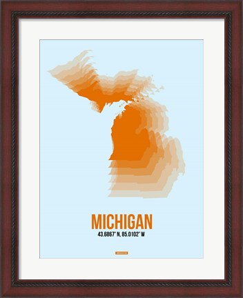 Framed Michigan Radiant Map 2 Print